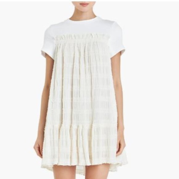 ENGLISH FACTORY Dresses & Skirts - NWT ENGLISH FACTORY White/ivory Mini Ruched Chiffon T-shirt Dress Size S